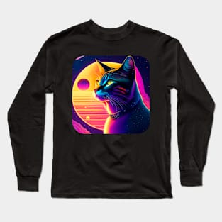 Galaxy Cat Coloful Long Sleeve T-Shirt